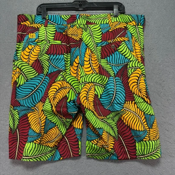 Loud Mouth Golf Shorts Men's 40x10 Tropical‎ Leaf Print Flat Front Casual Shorts - Picture 2 of 5